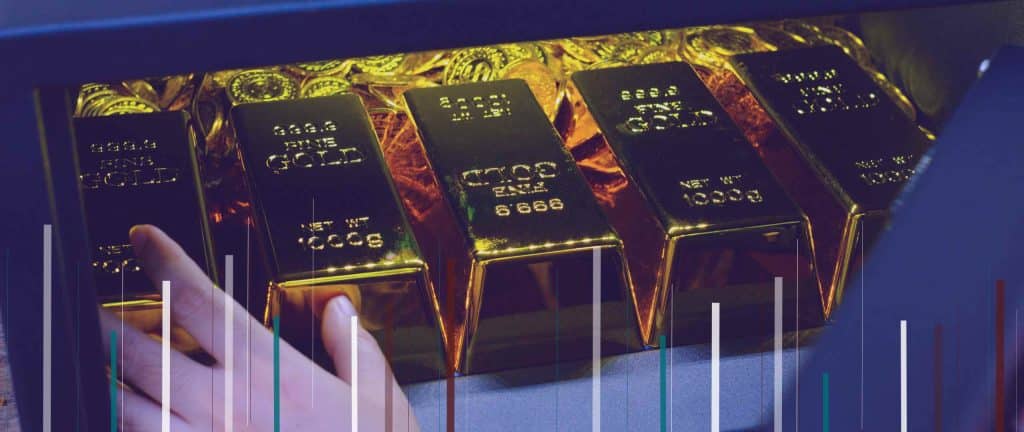 a safe full of gold in workplace