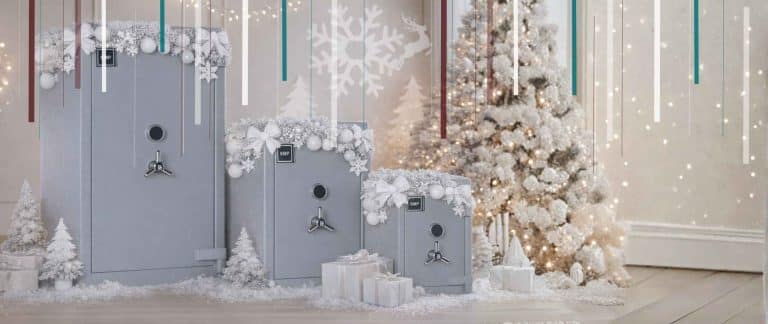 home safes as christmas gifts wrapped in decorations